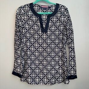 EUC Vineyard Vines Long Sleeve Silk Blend Nautical Summer Tunic Size Small